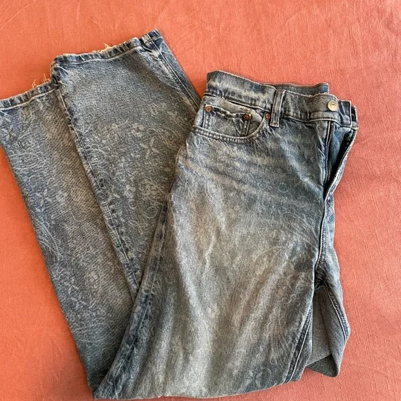 New American Eagle women’s paisley bandana print boyfriend jeans 4L fits 6 - Picture 11 of 16